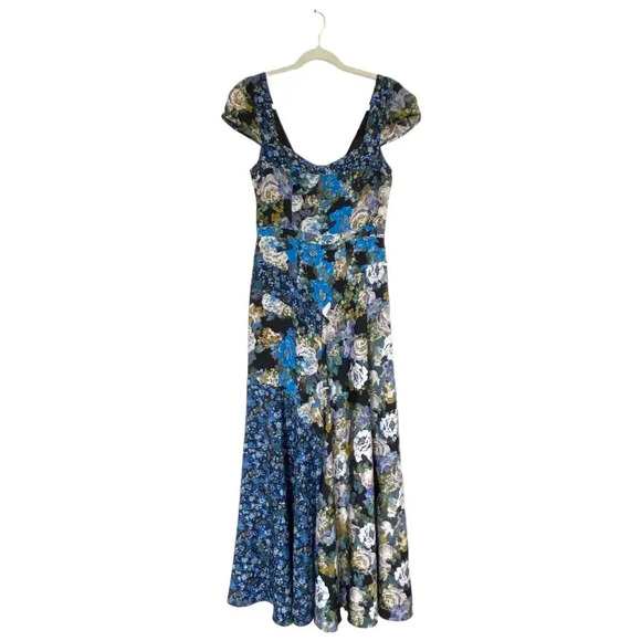 FREE PEOPLE La Fleur Maxi Floral Dress Azure Blue Size 6 Boho Shabby Chic - Picture 4 of 13